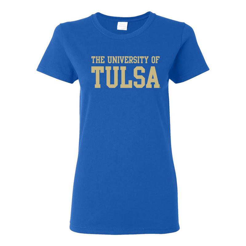 University of Tulsa Golden Hurricanes Basic Block Cotton Womens T-Shirt - Royal