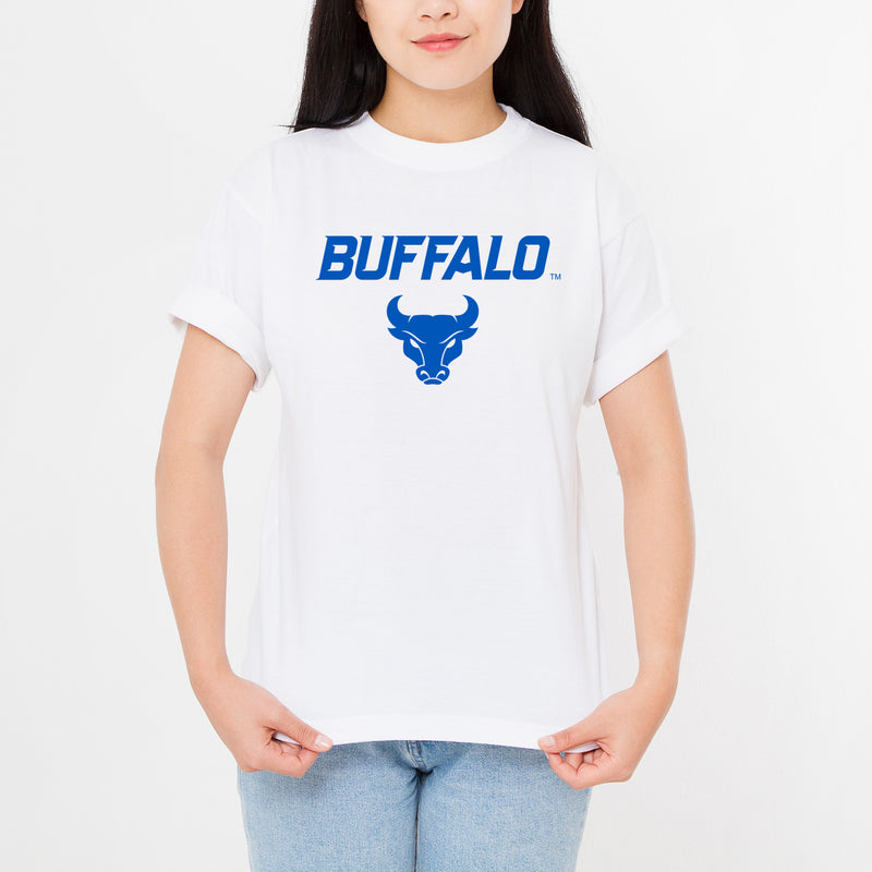 University at Buffalo Bulls Primary Logo Short Sleeve T Shirt - White