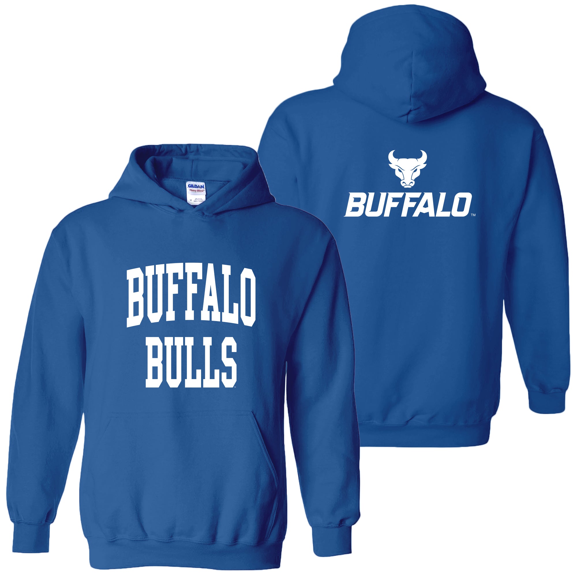 University at Buffalo Bulls Front Back Print Heavy Blend Hoodie - Roya