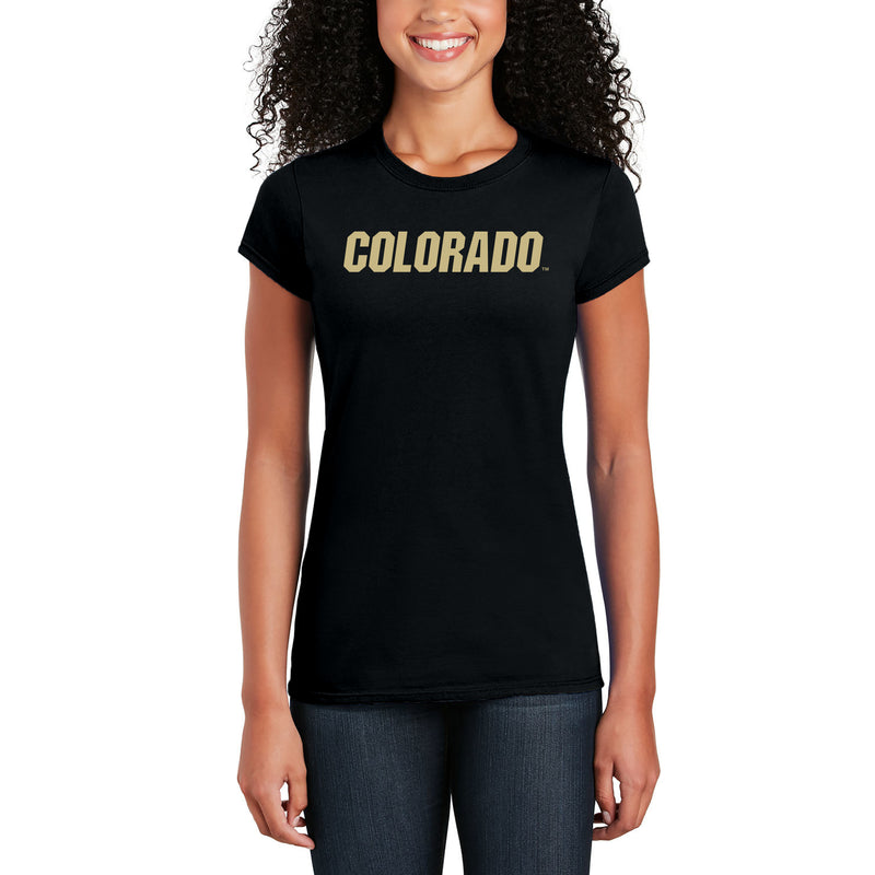 University of Colorado Buffaloes Basic Block Womens T Shirt - Black