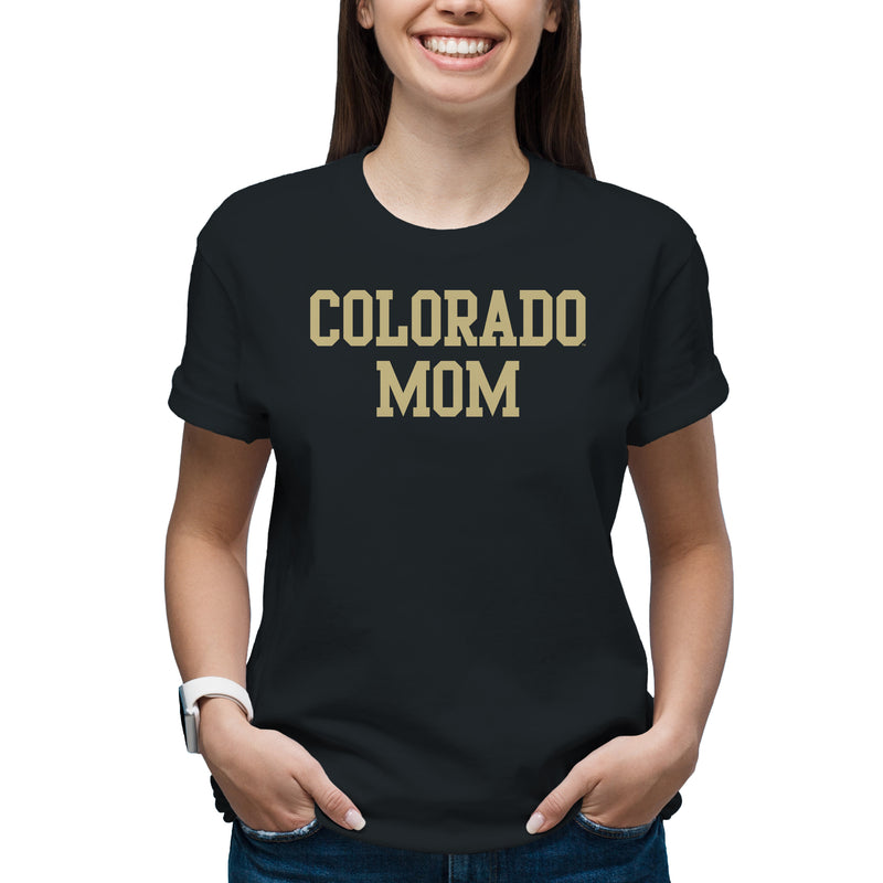 University of Colorado Buffaloes Basic Block Mom T Shirt - Black