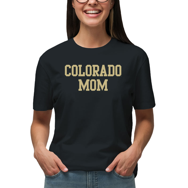 University of Colorado Buffaloes Basic Block Mom T Shirt - Black