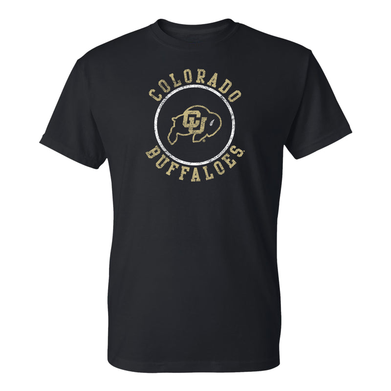 University of Colorado Buffaloes Distressed Circle Logo T Shirt - Black