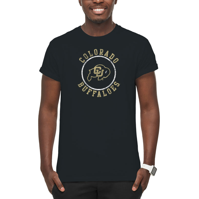 University of Colorado Buffaloes Distressed Circle Logo T Shirt - Black