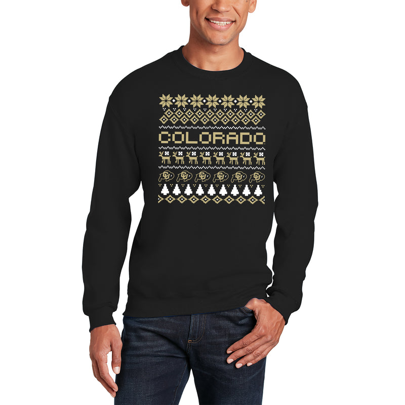 University of Colorado Buffaloes Holiday Ugly Sweater Crewneck Sweatshirt - Black