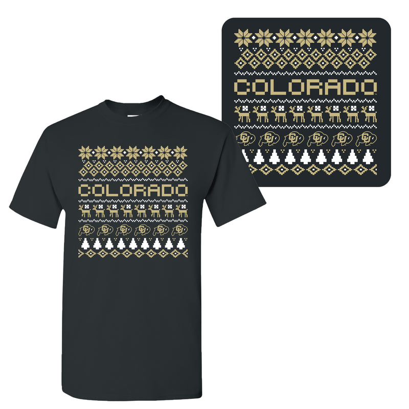 University of Colorado Buffaloes Holiday Ugly Sweater T Shirt - Black