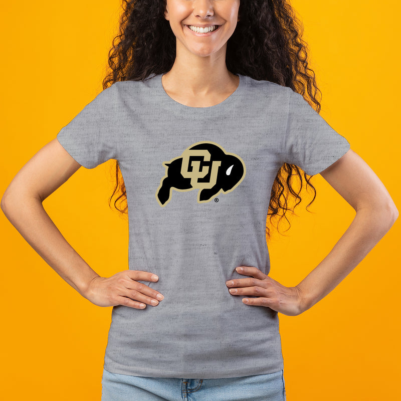 University of Colorado Buffaloes Primary Logo Womens T Shirt - Sport Grey