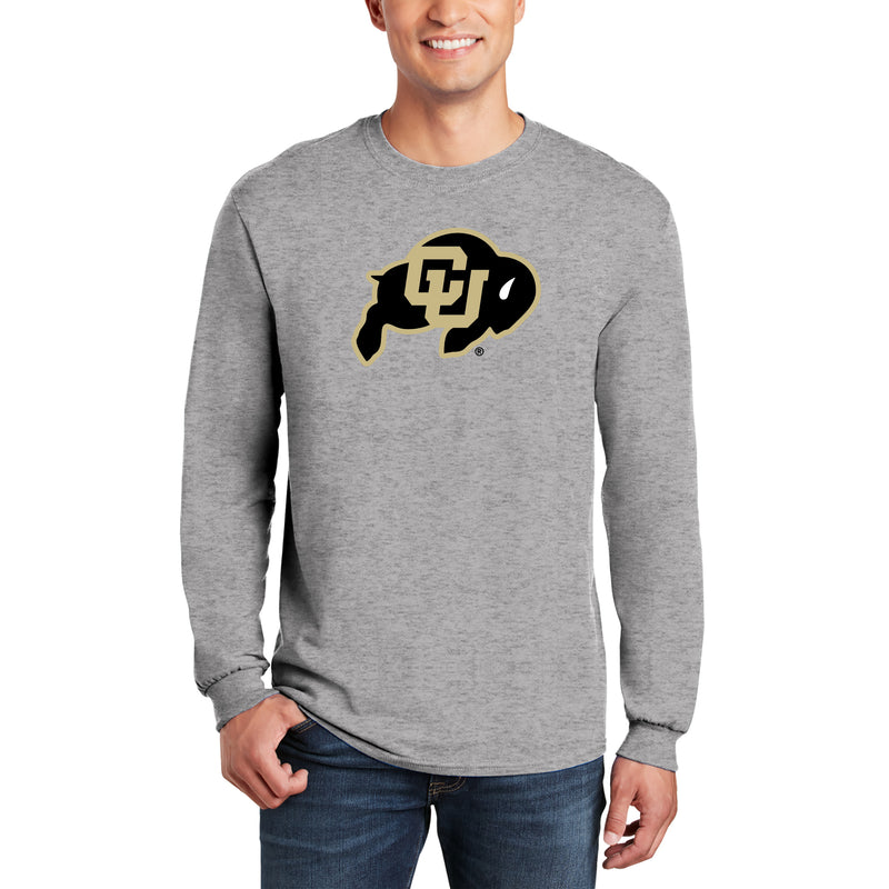 University of Colorado Buffaloes Primary Logo Long Sleeve T Shirt - Sport Grey