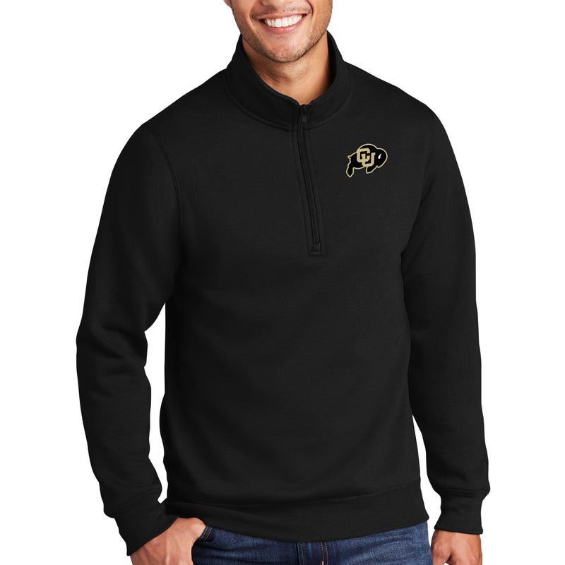 University of Colorado Buffaloes Primary Logo Left Chest 1/4 Zip Sweatshirt - Black