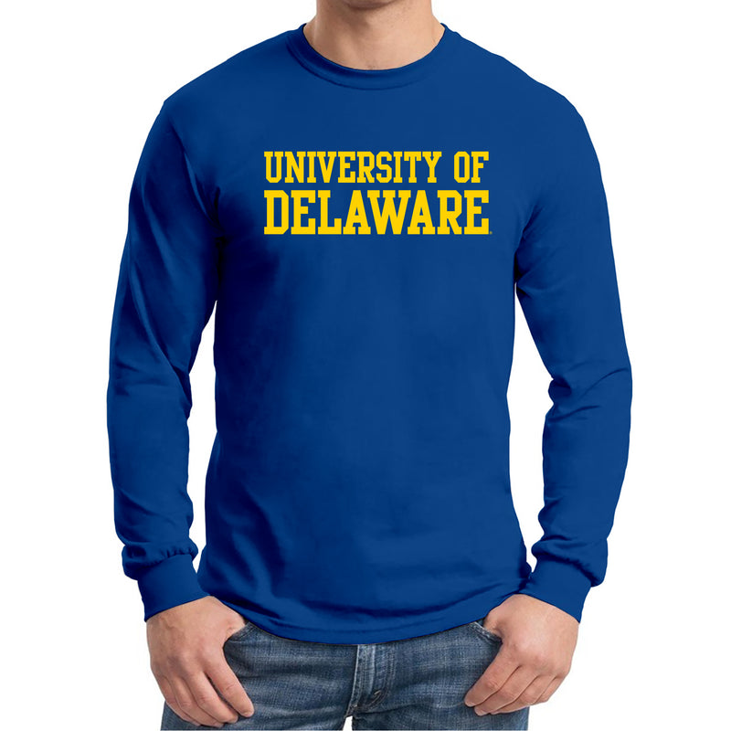 Delaware Blue Hens Basic Block Long Sleeve T Shirt - Royal