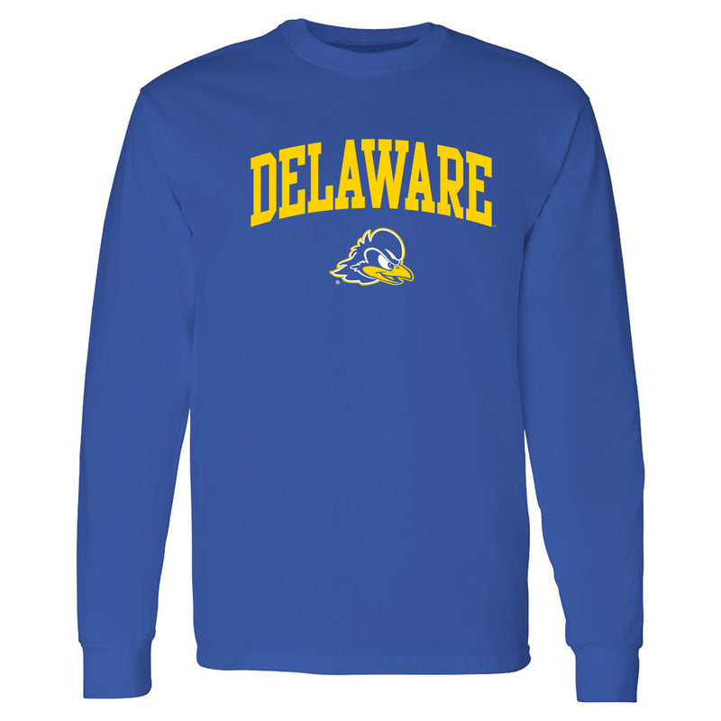Delaware Blue Hens Arch Logo Long Sleeve T Shirt - Royal