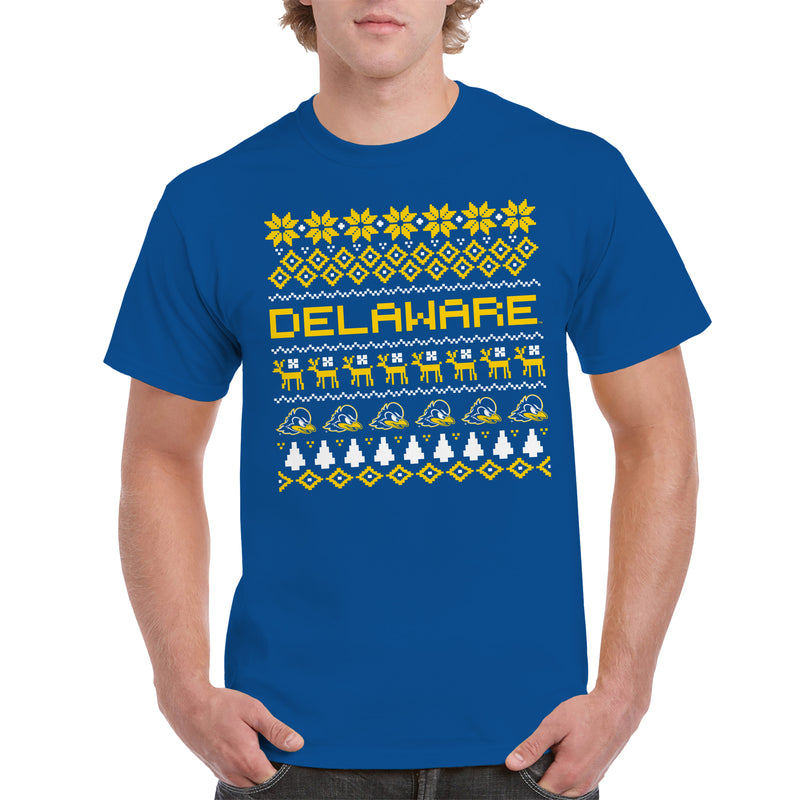 Delaware Blue Hens Holiday Ugly Sweater T Shirt - Royal