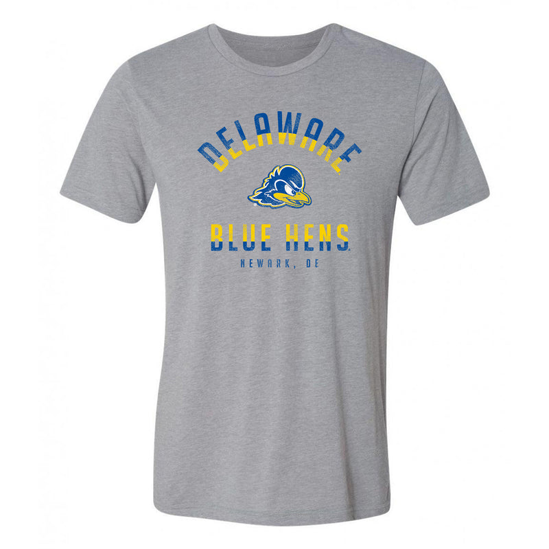 Delaware Blue Hens Division Arch Triblend T Shirt - Athletic Grey