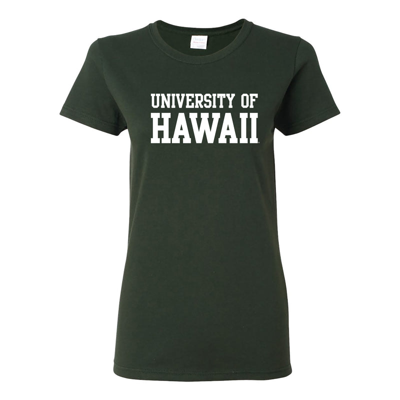 University of Hawaii Rainbow Warriors Basic Block Cotton Womens T-Shirt - Forest