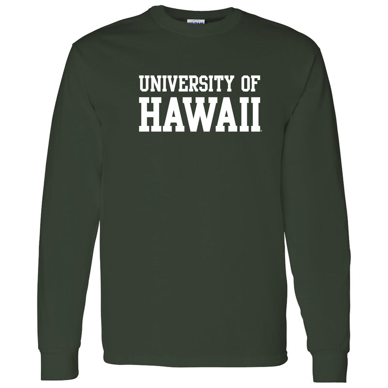 University of Hawaii Rainbow Warriors Basic Block Cotton Long Sleeve T-Shirt - Forest