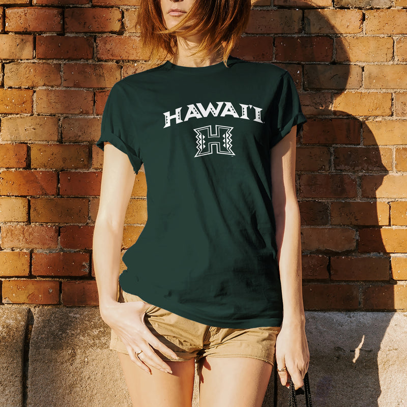 University of Hawaii Rainbow Warriors Arch Logo Cotton T-Shirt - Forest