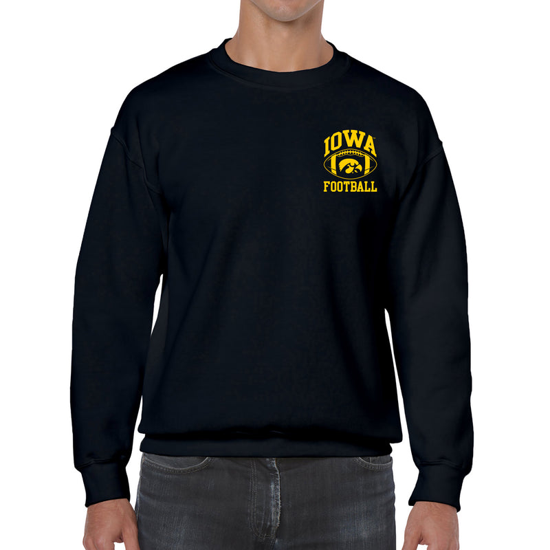 Classic Football Arch Left Chest Iowa Hawkeyes Heavy Blend Crewneck Sweatshirt - Black
