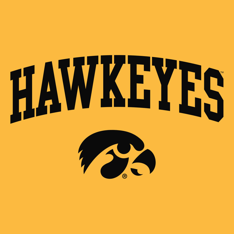 Mascot Arch Logo Iowa Hawkeyes Basic Cotton Short Sleeve T Shirt - Gold