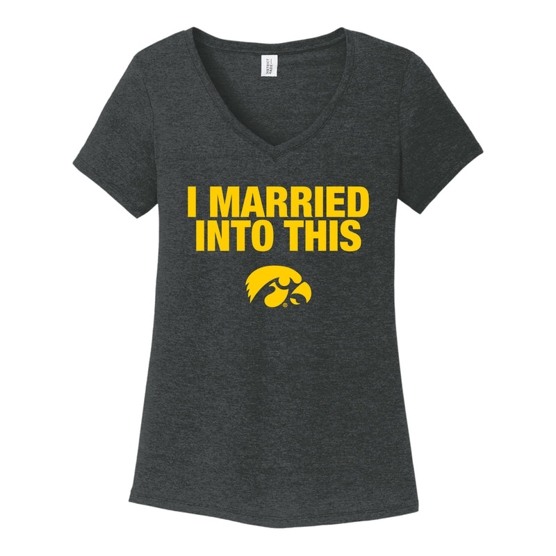 Iowa I Married Into This Ladies T-Shirt - Black Frost