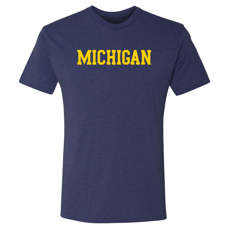 Basic Block University of Michigan Next Level Apparel Triblend T Shirt - Vintage Navy
