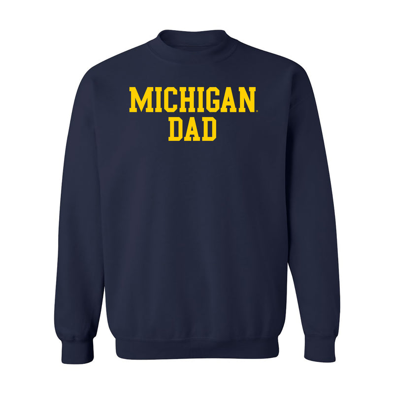 Michigan Wolverines Basic Block Dad Crewneck Sweatshirt - Navy