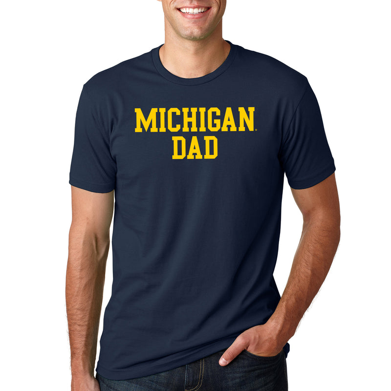 Michigan Wolverines Basic Block Dad Premium Cotton T Shirt - Midnight Navy