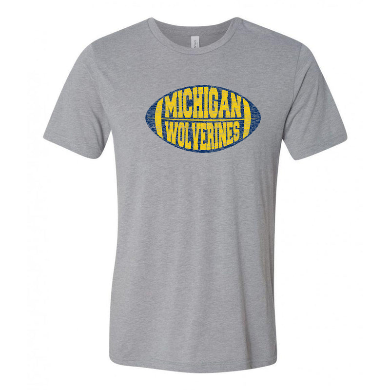 Michigan Faded Block Football Canvas Triblend T Shirt - Athletic Grey Triblend