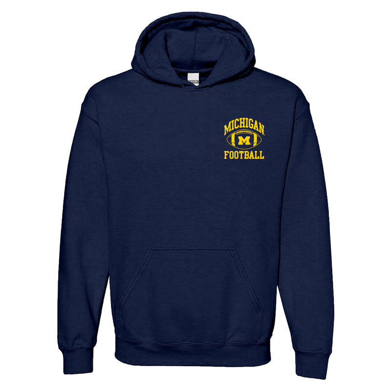 Classic Football Arch Left Chest University of Michigan Hoodie - Navy