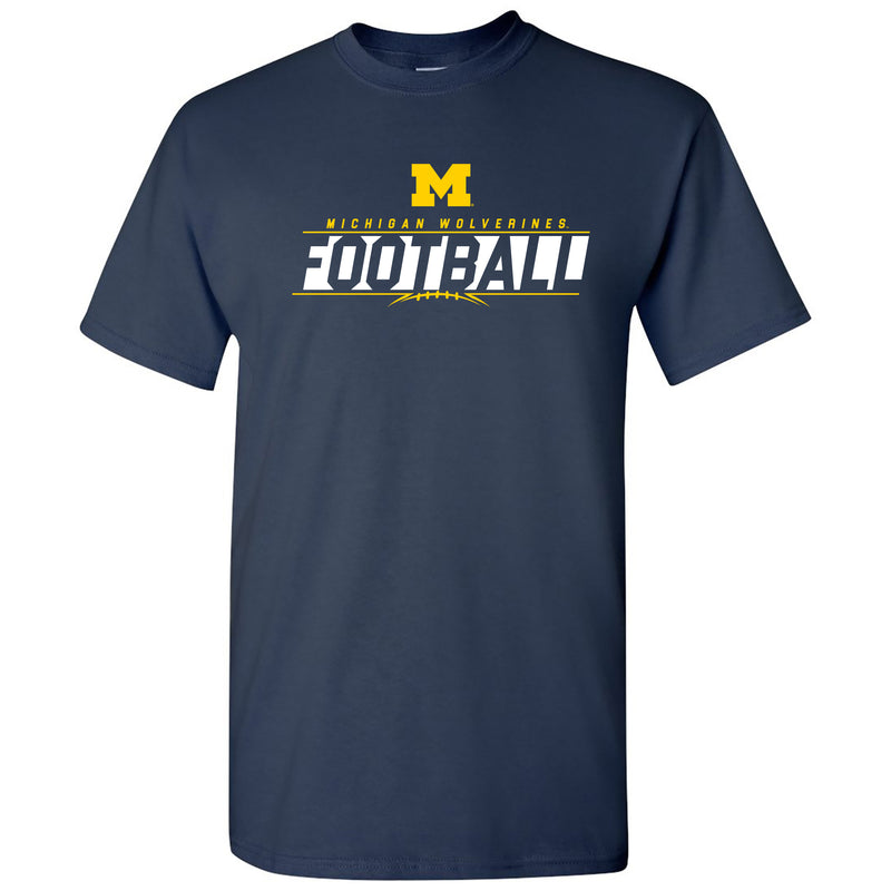 University of Michigan Wolverines Football Charge Basic Cotton Short Sleeve T Shirt - Navy