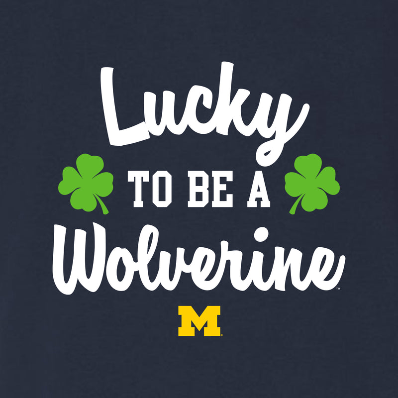 Michigan Wolverines Lucky to be a Wolverine Triblend T Shirt - Solid Navy