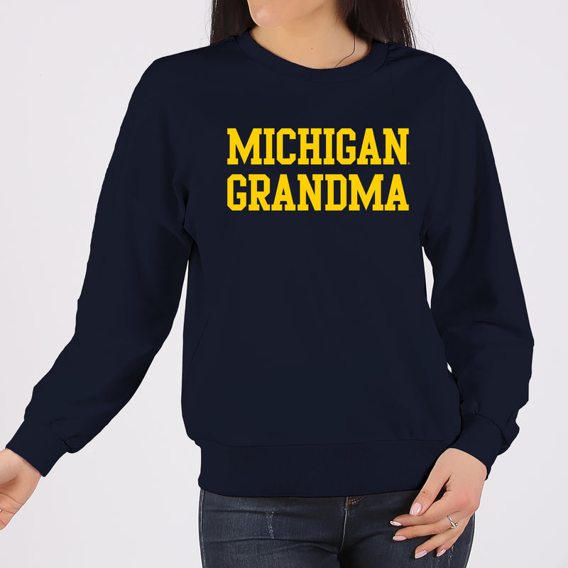Michigan Basic Block Grandma Crewneck - Navy