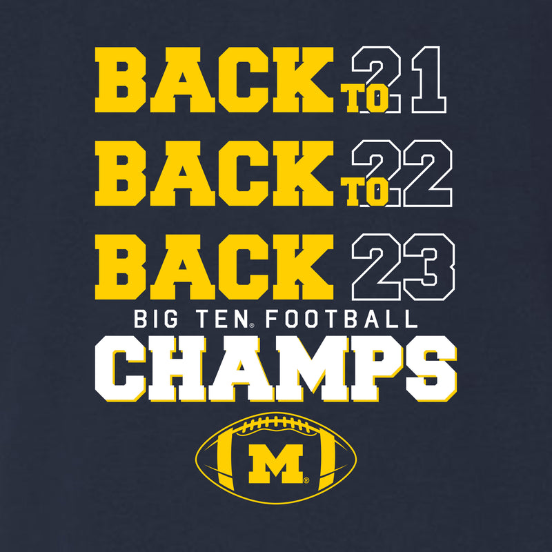 Michigan B2B2B Champs 23 Bold Stack Triblend T-Shirt - Solid Navy