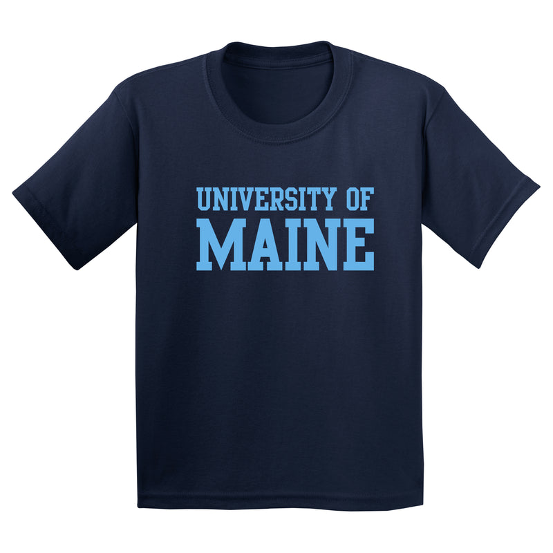 Maine Black Bears Basic Block Youth T Shirt - Navy
