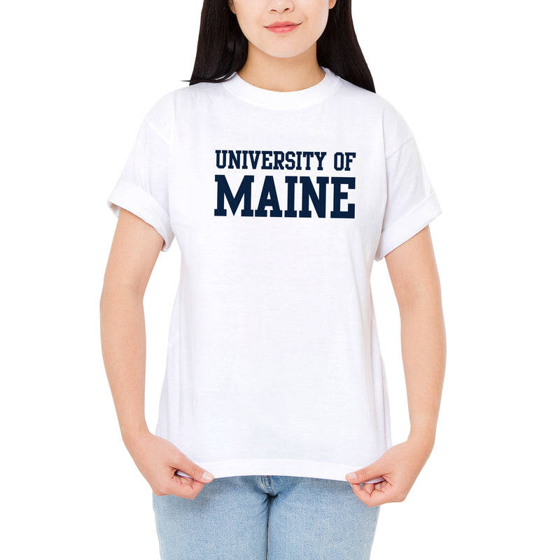 Maine Black Bears Basic Block T Shirt - White