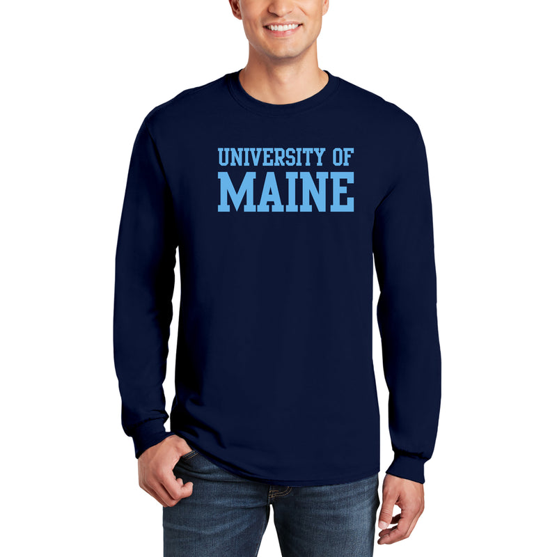 Maine Black Bears Basic Block Long Sleeve T Shirt - Navy