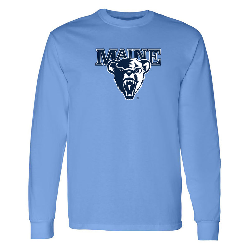 Maine Black Bears Primary Logo Long Sleeve T Shirt - Carolina Blue
