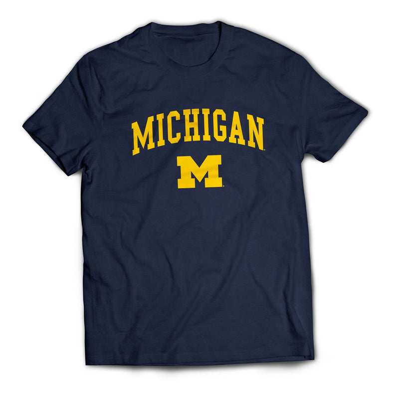 Michigan Wolverines Arch Logo Short Sleeve T Shirt - Navy