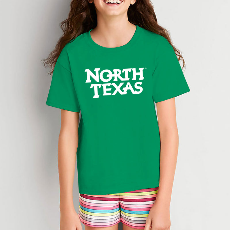 University of North Texas Mean Green Basic Block Cotton Youth T-Shirt - Irish Green