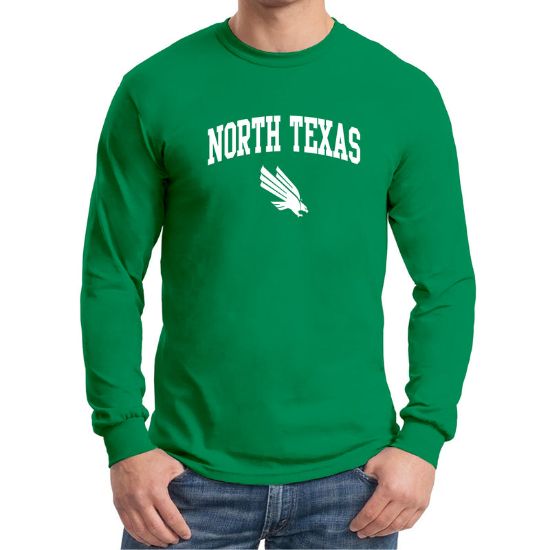 University of North Texas Mean Green Arch Logo Cotton Long Sleeve T-Shirt - Irish Green