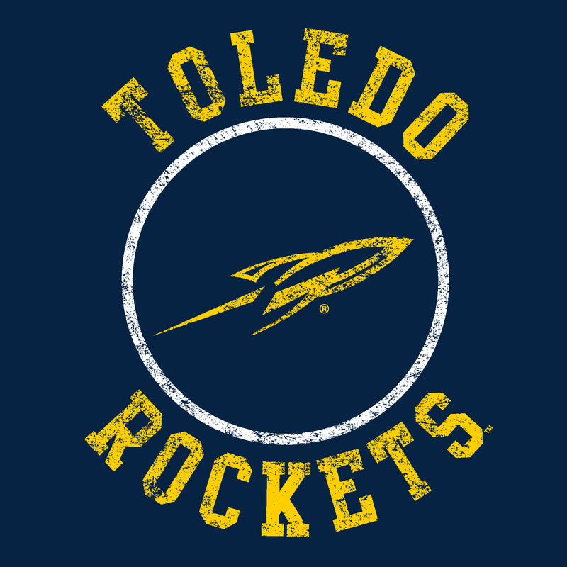 University of Toledo Rockets Distressed Circle Logo Basic Cotton Short Sleeve T Shirt - Navy