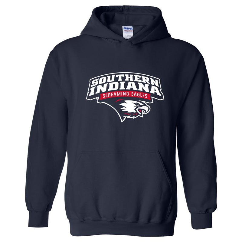 University of Southern Indiana Screaming Eagles Arch Logo Heavy Blend Hoodie - Navy