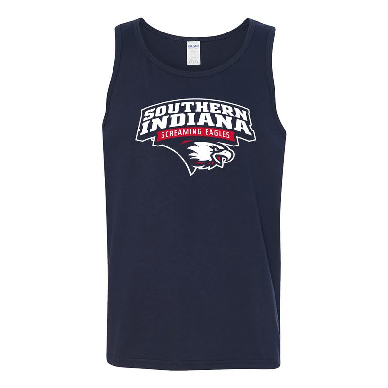 University of Southern Indiana Screaming Eagles Arch Logo Heavy Cotton Tank Top - Navy