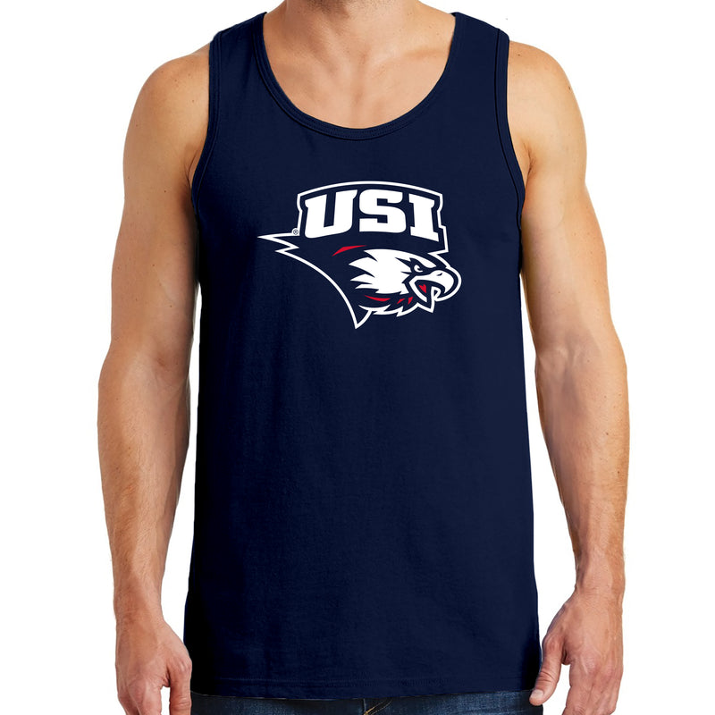 University of Southern Indiana Screaming Eagles Primary Logo Heavy Cotton Tank Top - Navy