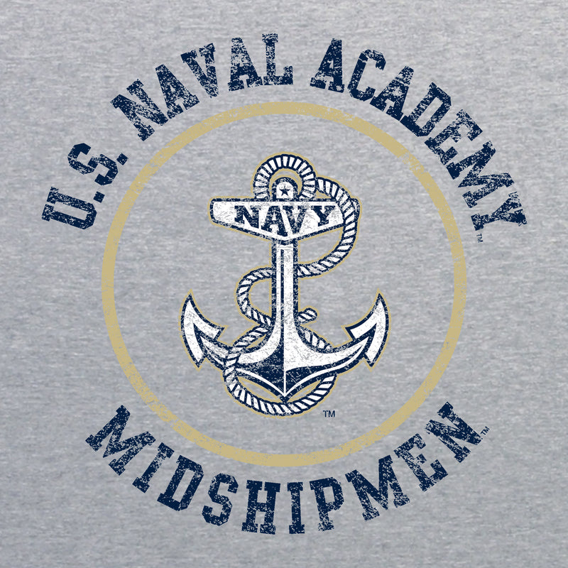 United States Naval Academy Midshipmen Circle Logo Womens Long Sleeve T Shirt - Sport Grey