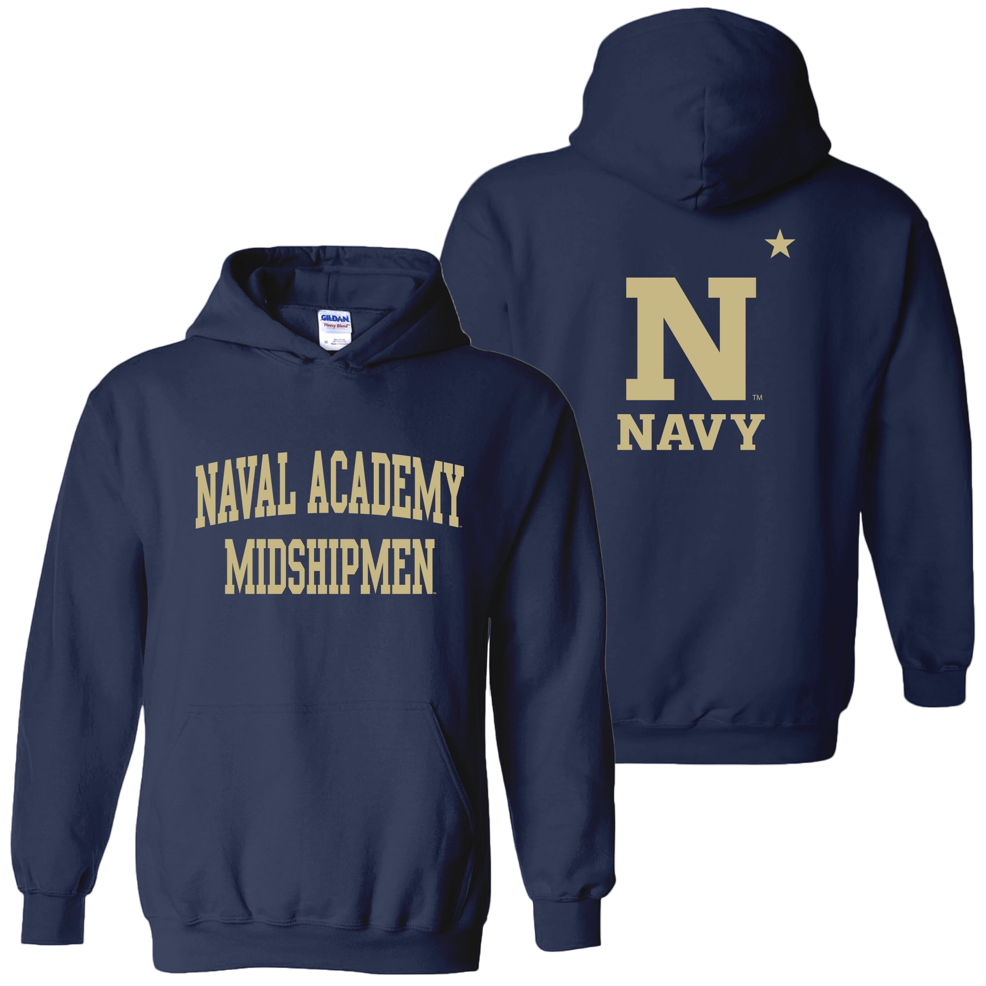 United States Naval Academy Midshipmen Front Back Print Heavy Blend Ho