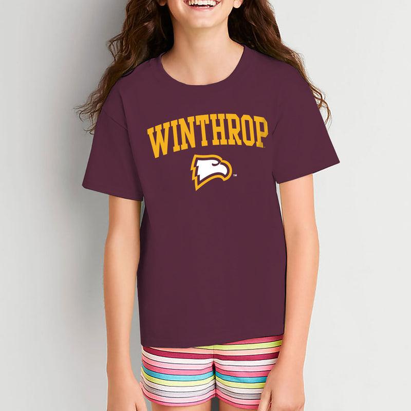 Winthrop University Eagles Arch Logo Youth Short Sleeve T Shirt - Maroon