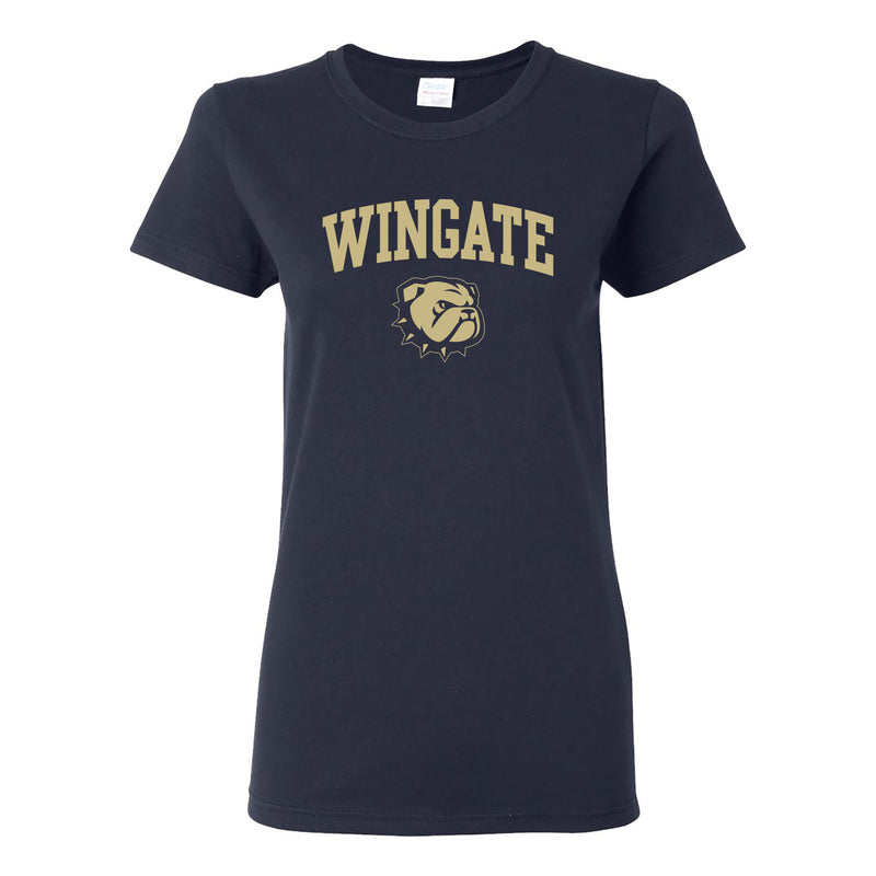 Wingate University Bulldogs Arch Logo Basic Cotton Short Sleeve Womens T Shirt - Navy