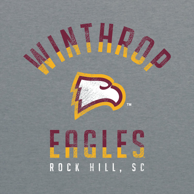 Winthrop University Eagles Division Arch Canvas Triblend Short Sleeve T Shirt - Athletic Grey Triblend