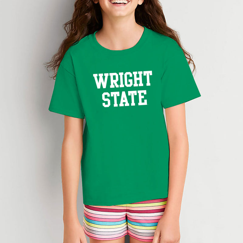 Wright State University Raiders Basic Block Youth Short Sleeve T Shirt - Irish Green