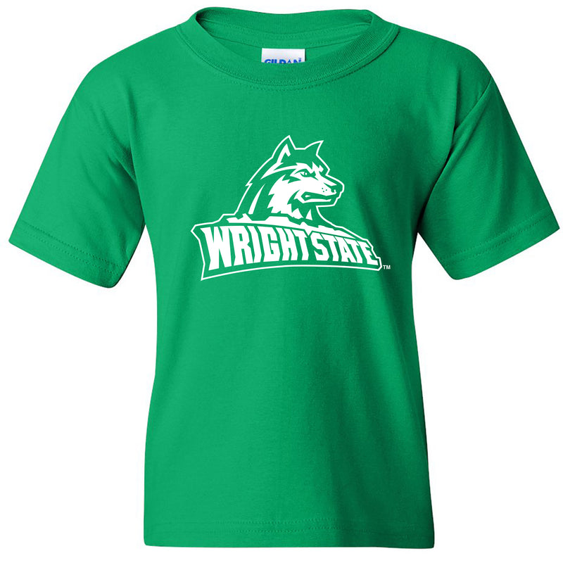 Wright State University Raiders Primary Logo Youth Short Sleeve T Shirt - Irish Green